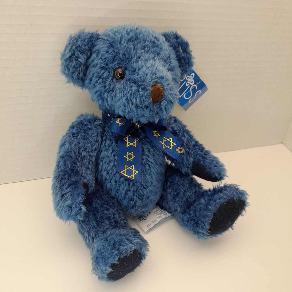 Vintage Russ Berrie Kipper Blue Bear Plush 6" Star of David Jewish Stuffed Bear - Picture 6 of 12